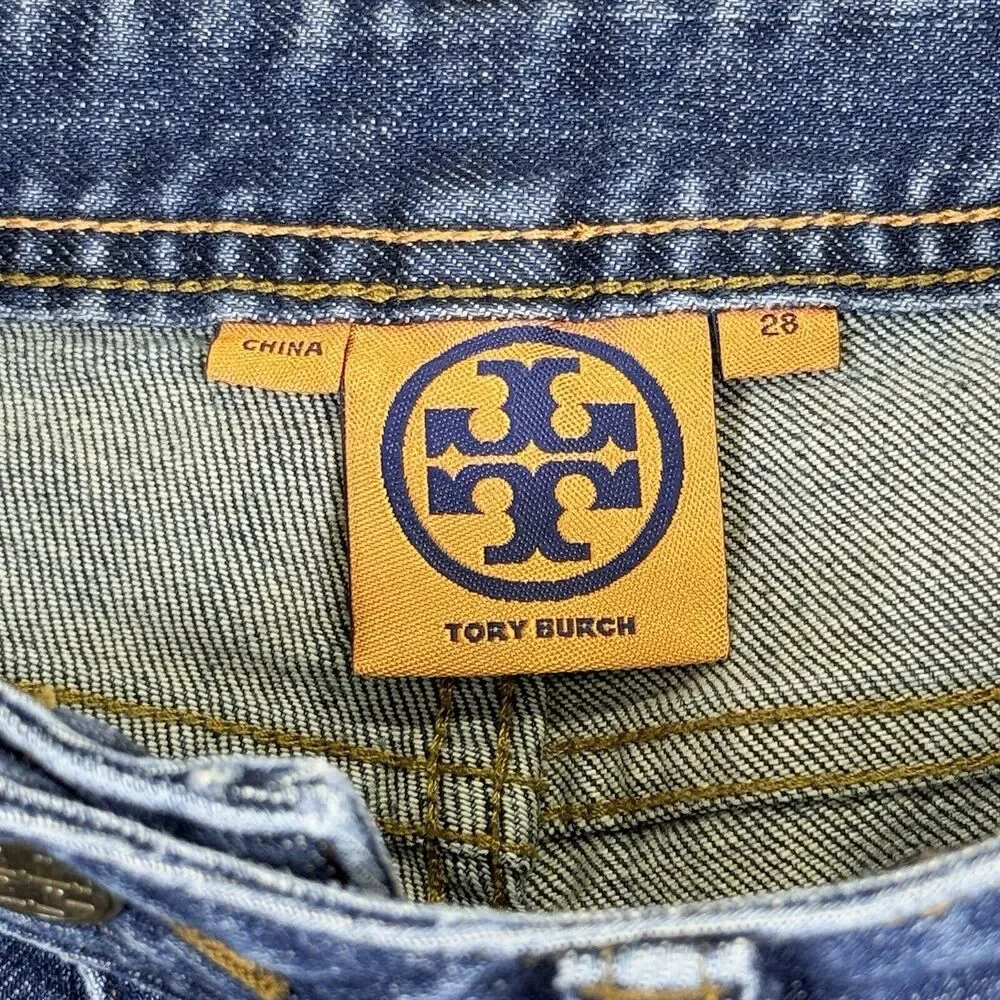 Tory Burch Super Skinny Jeans Womens‎ 28 Blue Studded Denim Rocker Chic Glam